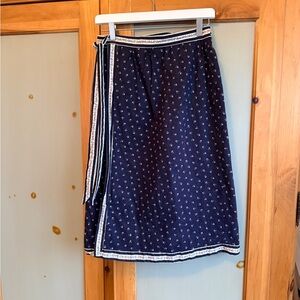 Navy Blue Floral Wrap Skirt